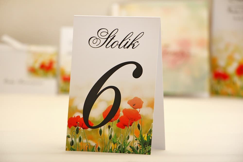 Numéros de Table de Mariage avec Coquelicots, Autoportants, Fleurs Rouges | Numéros et Signalétique de Table | Elegant n° 21
