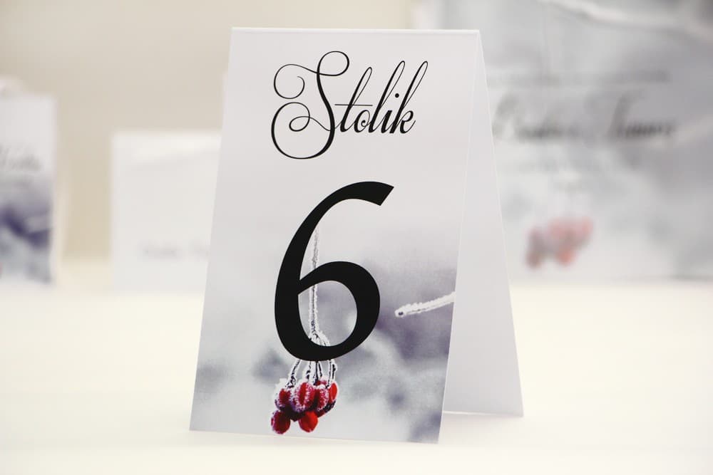 Números de Mesa de Invierno con Serbal, Identificadores de Mesa de Boda | Numeración de Mesas, Accesorios de Boda | Elegant n.º 17