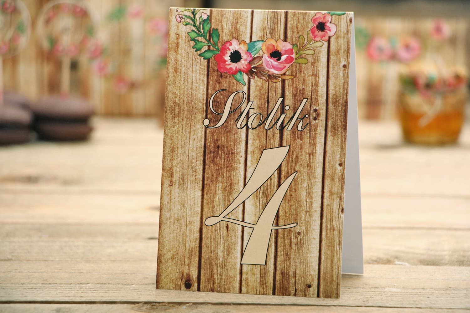 Numéros de Table Rustiques avec Eustoma Rose | Numéros de Table de Mariage Autoportants | Rustique n° 2