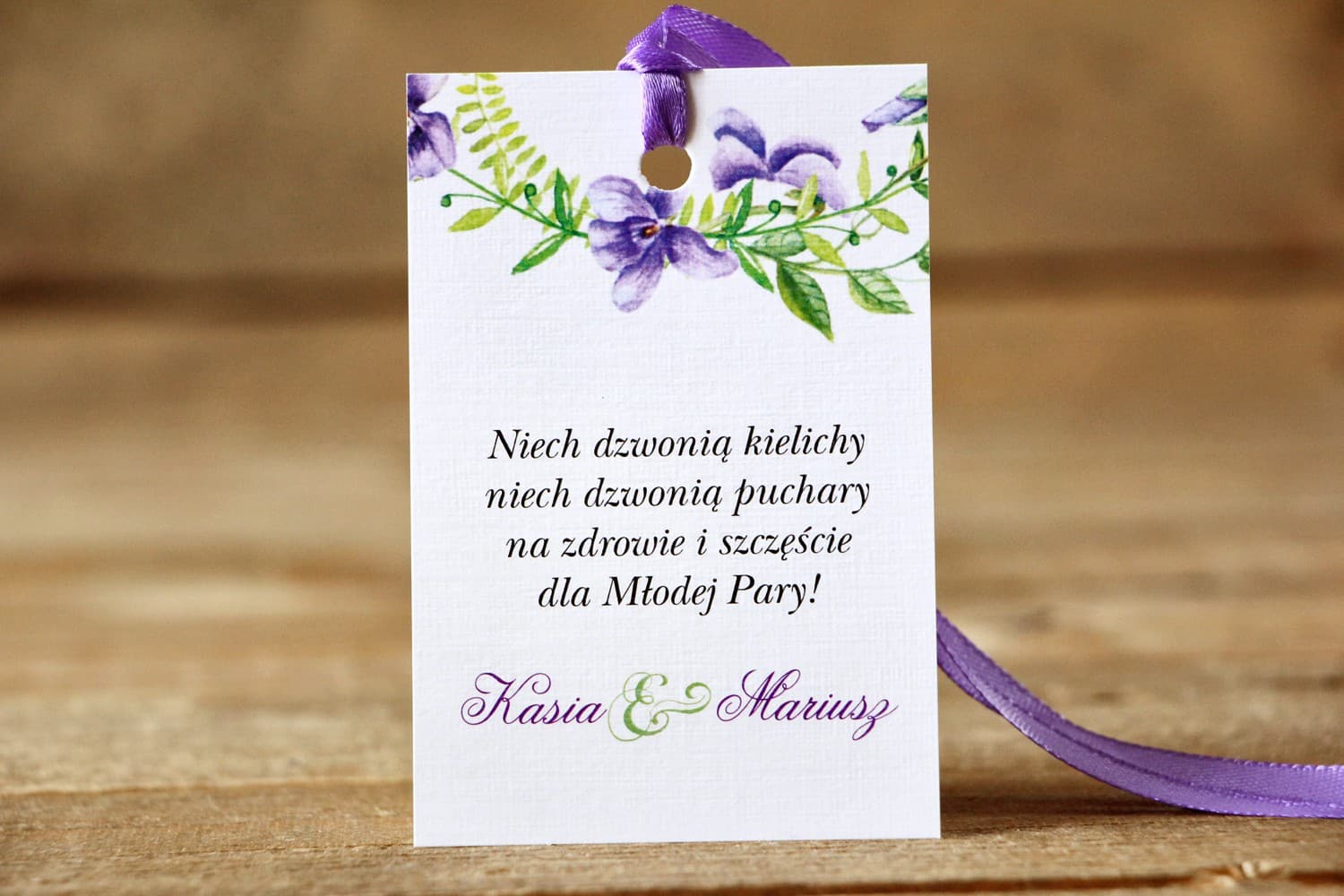 Purple Pansy Watercolor Wedding Favor Tags | Personalized Bottle Tags | Painted Flowers No. 11