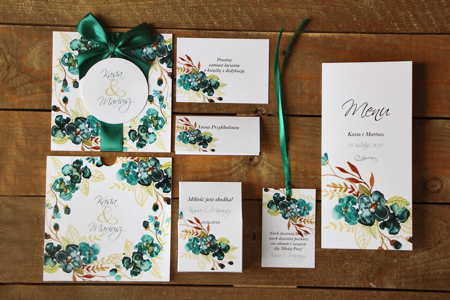 Watercolor Wedding Invitation Sample Set | Experience Stationery Quality | Painted Flowers No. 21