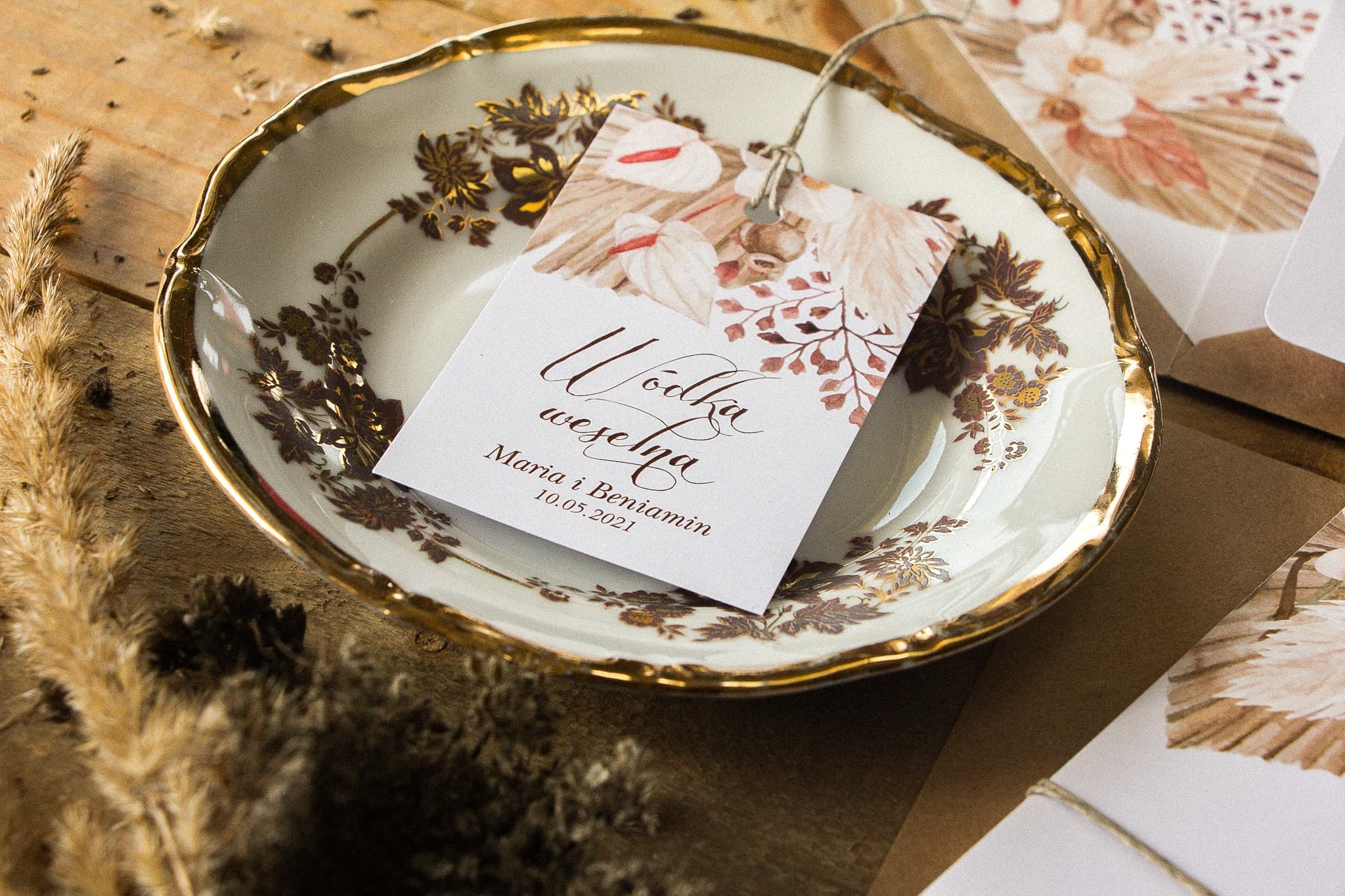 Pampas Grass Boho Wedding Vodka Tags | Alcohol Labels and Tags | Indigo No. 6