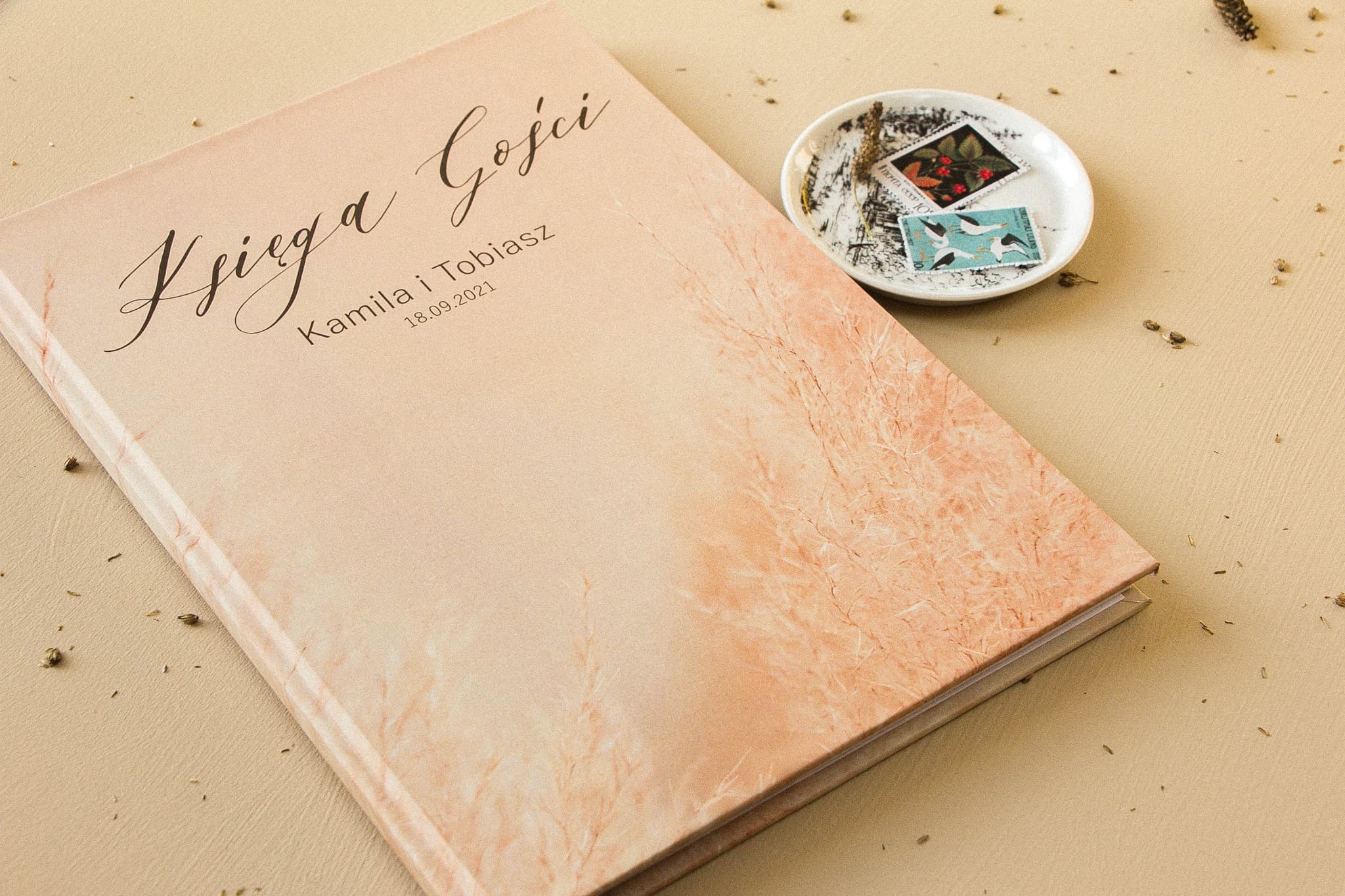 Boho Pampas Grass Wedding Guest Book | Personalized A4 Keepsake | Opal No. 1