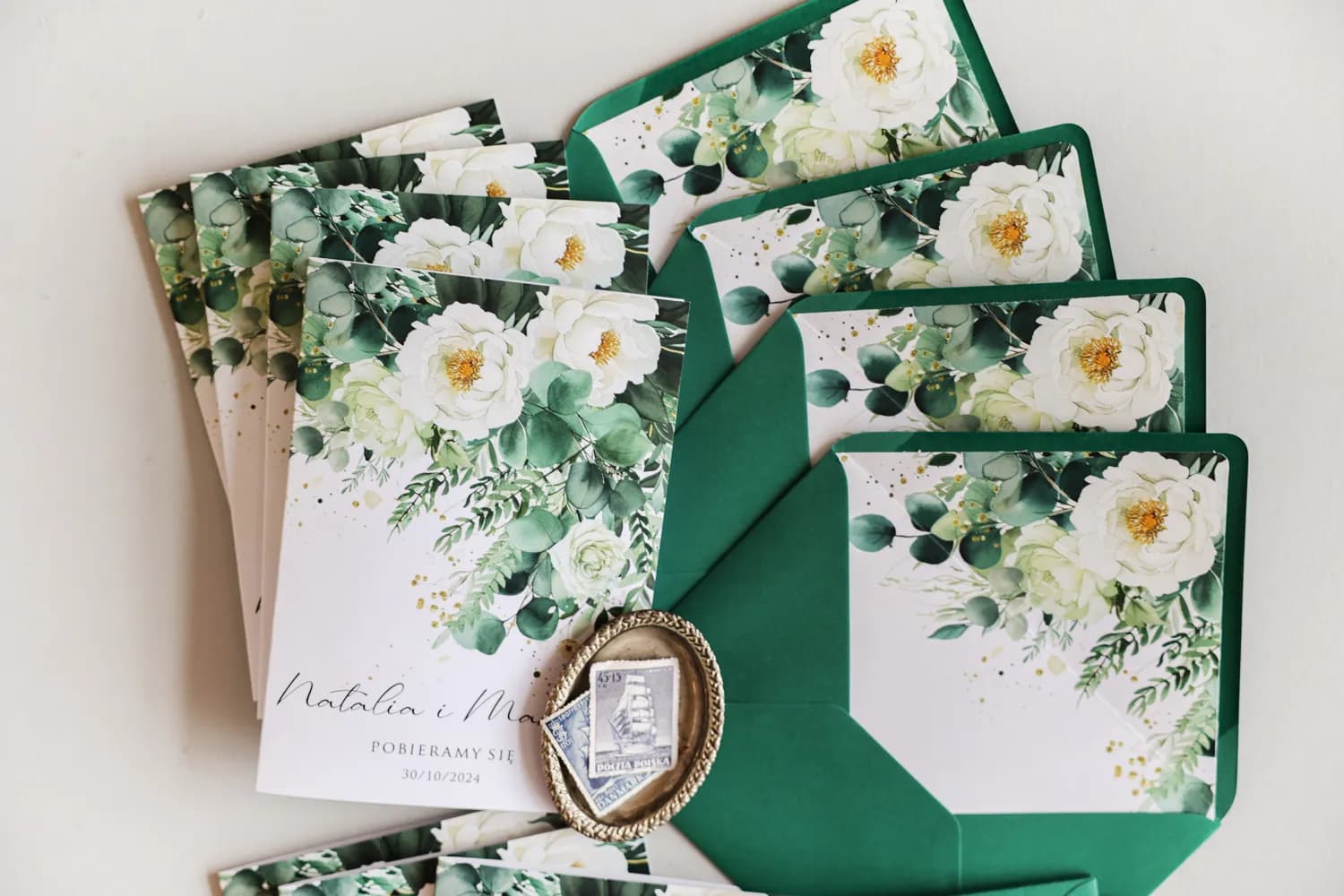 Partecipazioni matrimonio stile boho Impresione n. 11 accessori verdi Amelia Wedding