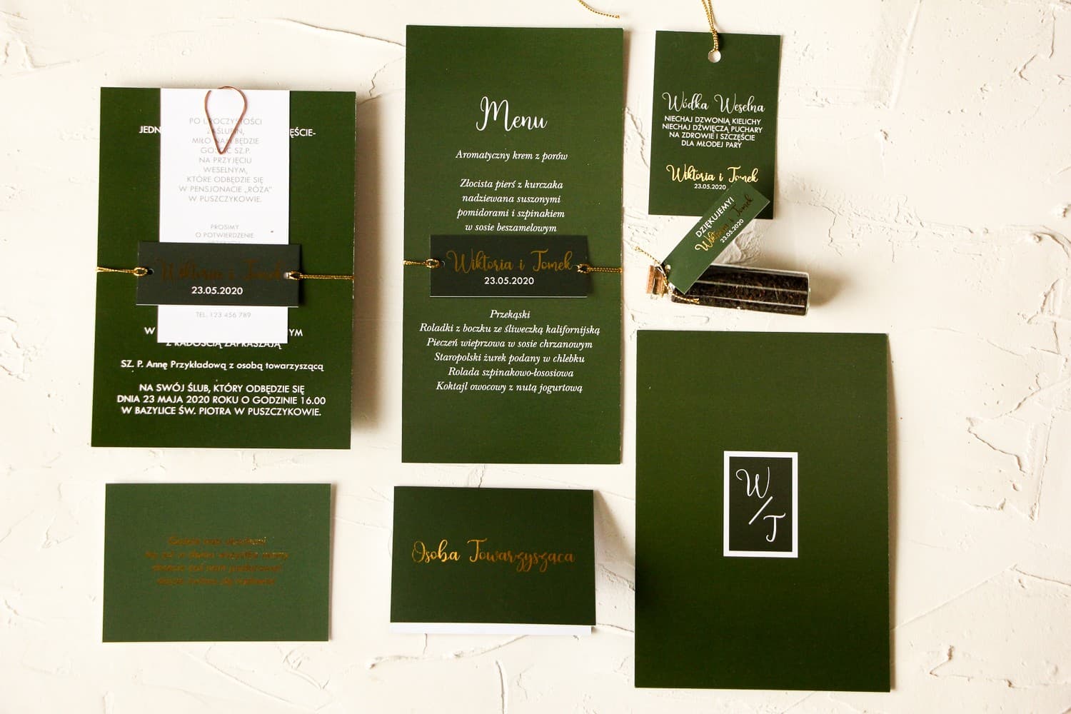 Set cancelleria nuziale verde bottiglia partecipazioni segnaposto menu Emerald n. 3 Amelia Wedding