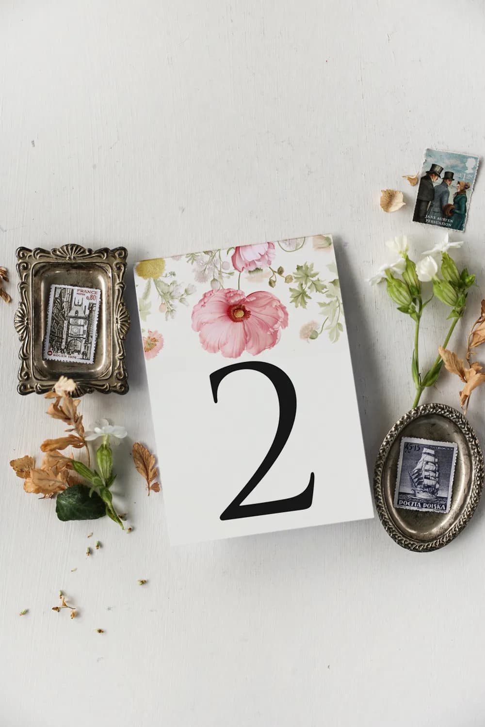 Pastel Standing Wedding Table Numbers | Floral Table Stationery | Impresja Design 1