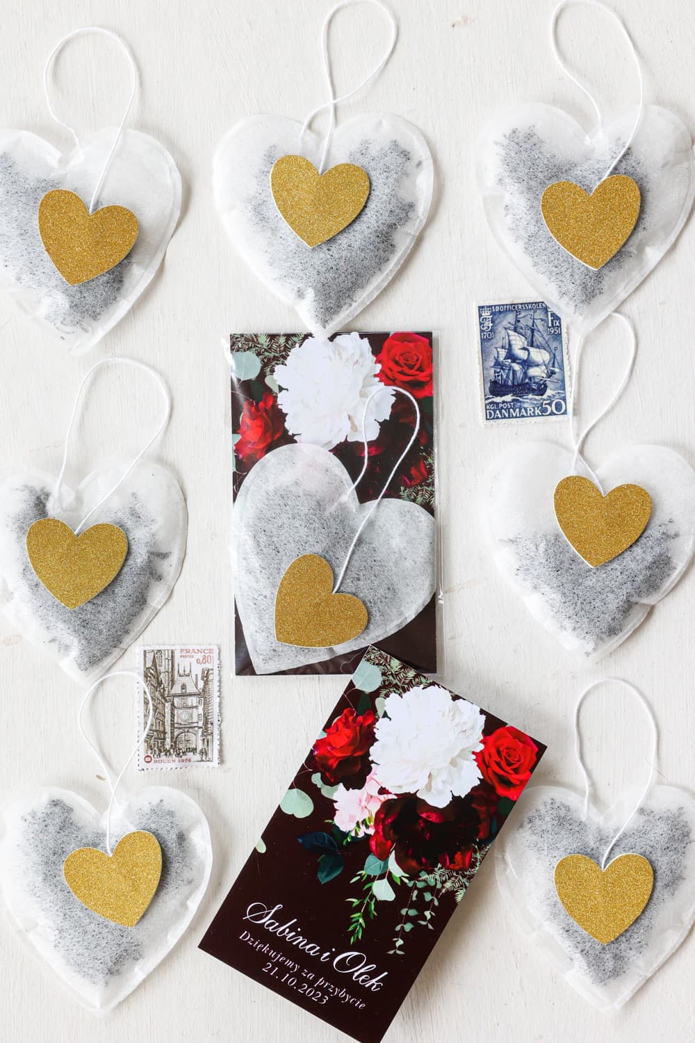 Peony Wedding Favour Tea | Elegant Personalized Guest Gifts | Szafirowe No. 9