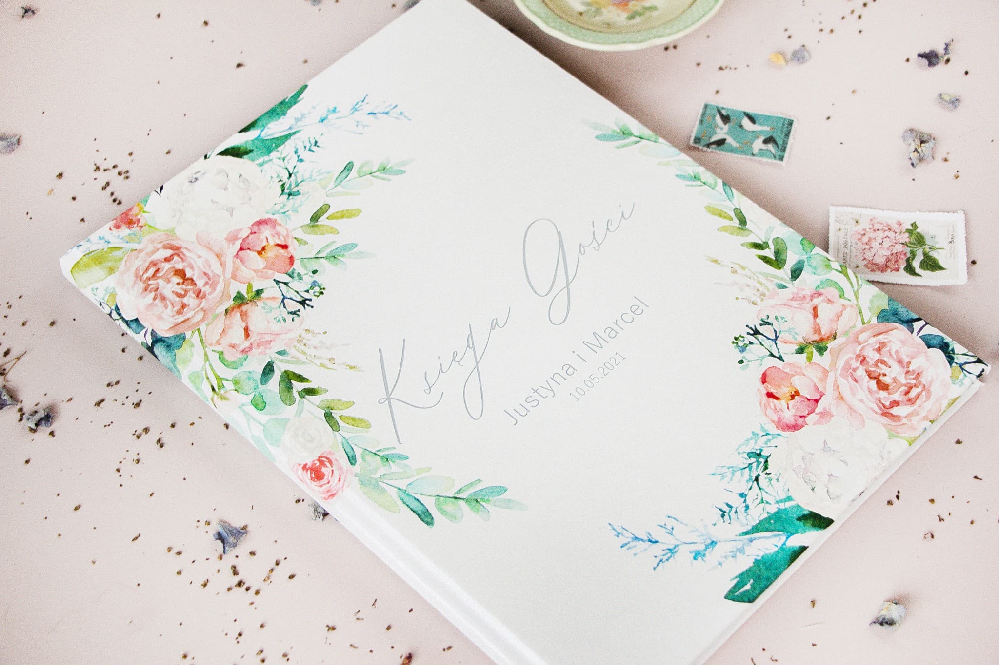 Peony Wedding Guest Book with Questionnaires | Personalized A4 Keepsake | Soft No. 1 - 2