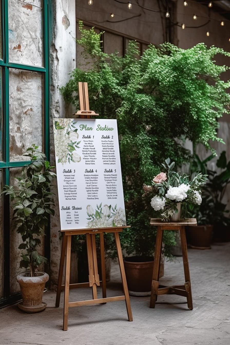 Piano dei Tavoli Matrimoniale con Ortensia, Poster Disposizione Ospiti | Lavagna Matrimoniale | Avril nr 2