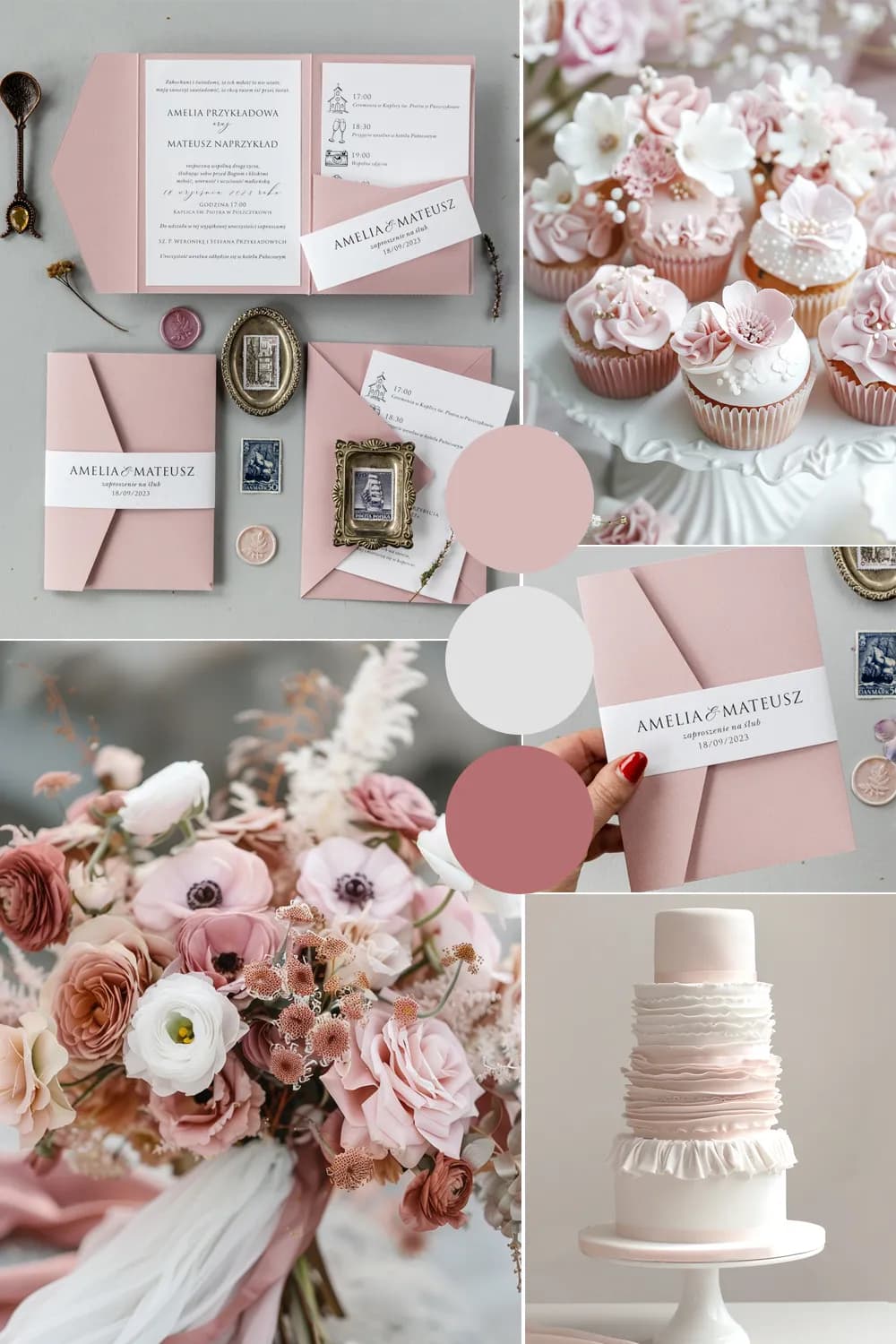 Kraft No. 9 Wedding Invitation – Pink with Linen Belly Band - 2