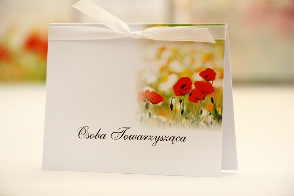 Elegant No. 21 Wedding Place Cards – Table Name Cards with Field Poppy Motif