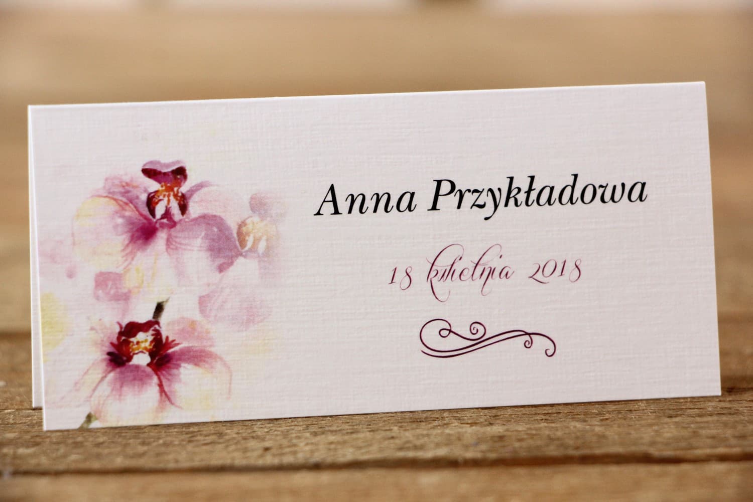 Painted Flowers No. 2 Wedding Place Cards – Watercolor Orchid Table Name Cards