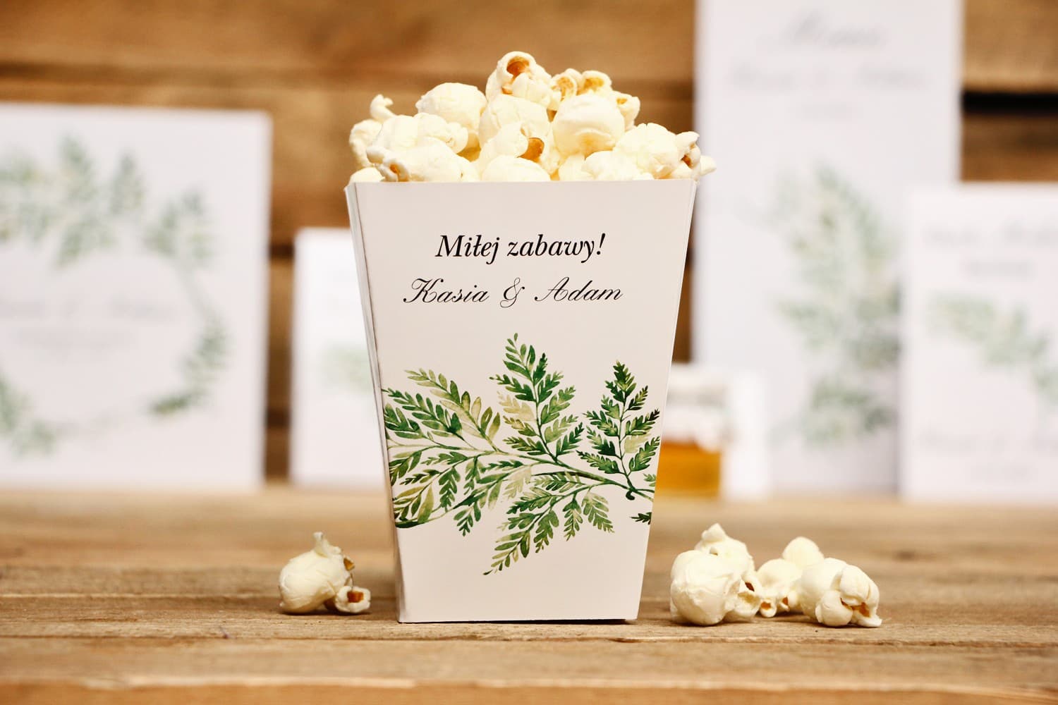 Popcorn- und Süßigkeitenboxen für die Candy Bar | Gastgeschenke Greenery | Kollektion Amelia Nr. 1