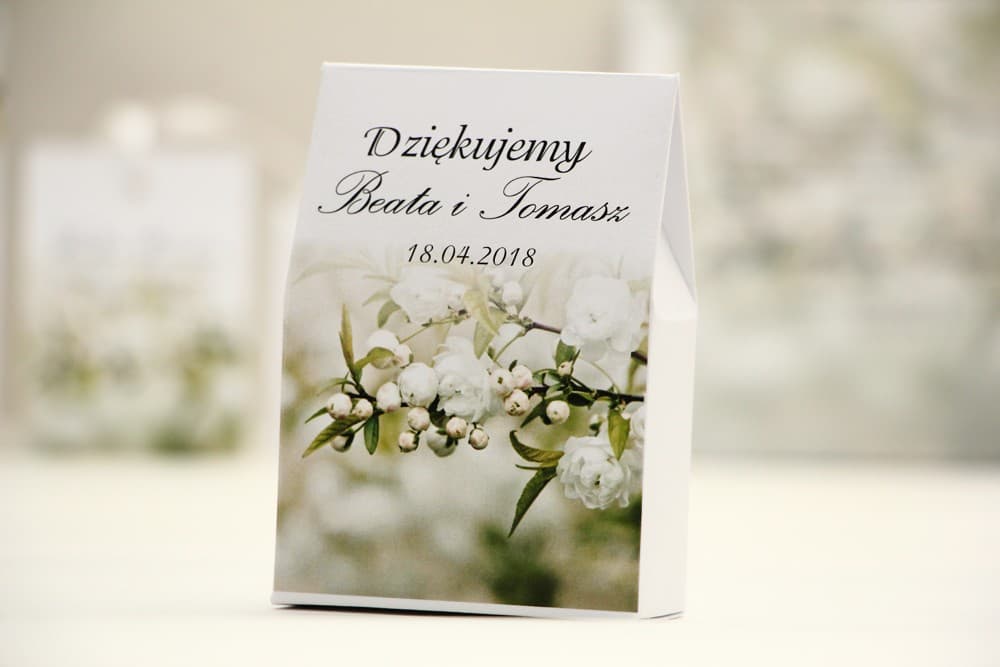 Pudełeczka ze Słodyczami Podziękowania dla Gości, Kwiat Wiśni | Personalizowane Upominki Weselne | Elegant nr 6