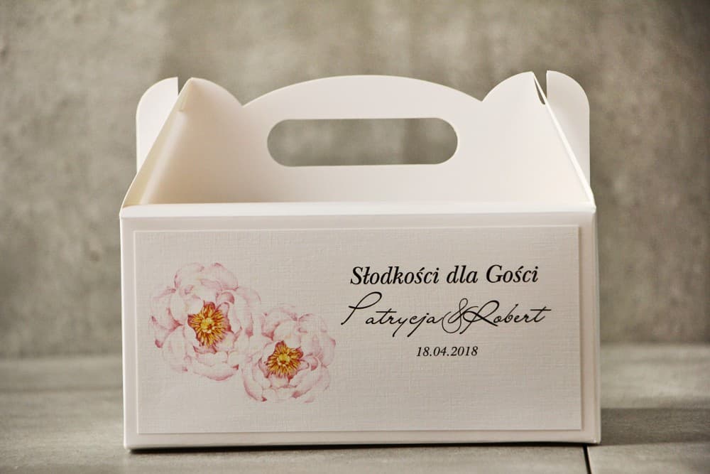 Sage Green Wedding Cake Box with Peonies, Personalized with Handle | Wedding Favours for Guests | Sage Green No. 4