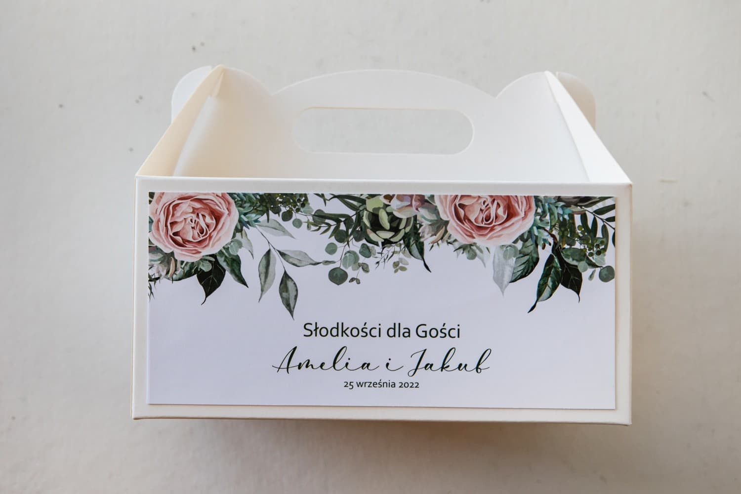 Elegant Peony Wedding Cake Boxes | Personalized Packaging with Handle | Korani No. 11