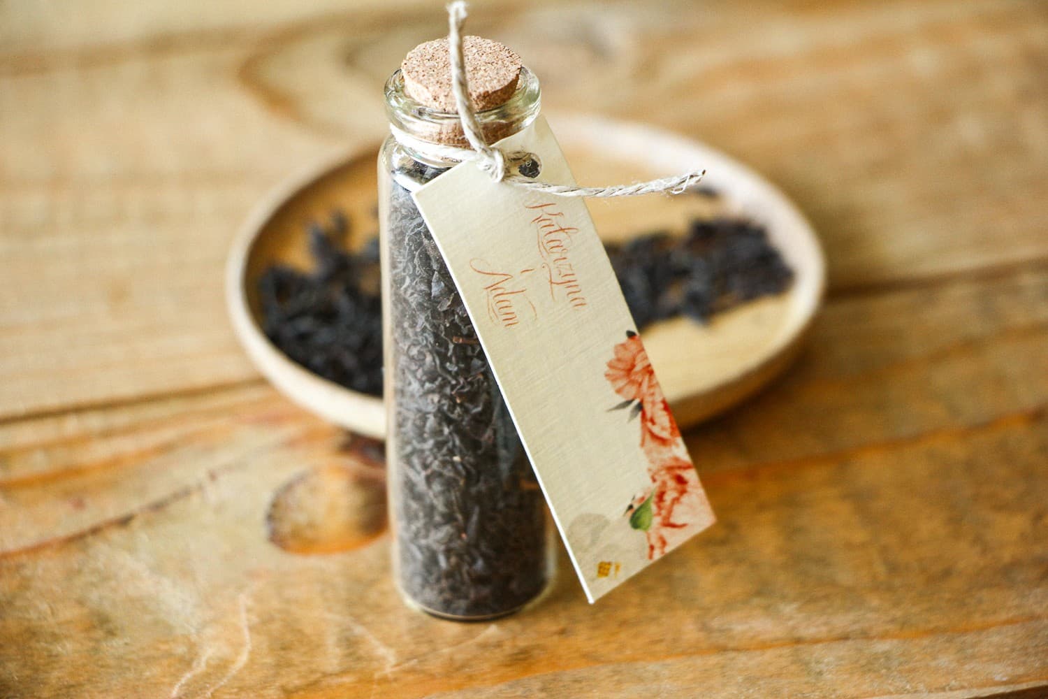 Tè in Fiala | Ricordini per Ospiti Nuziali con Peonie | Omaggi Kraft | Kraft n. 2