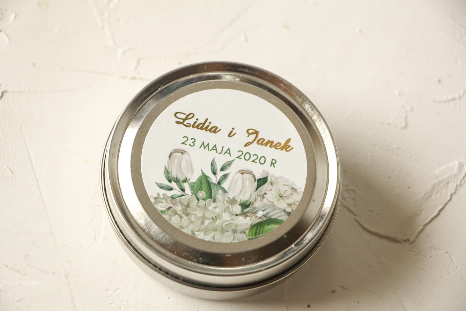 Avril No. 2 Soy Candle – Wedding Favour with Hydrangea and Gold Foiling