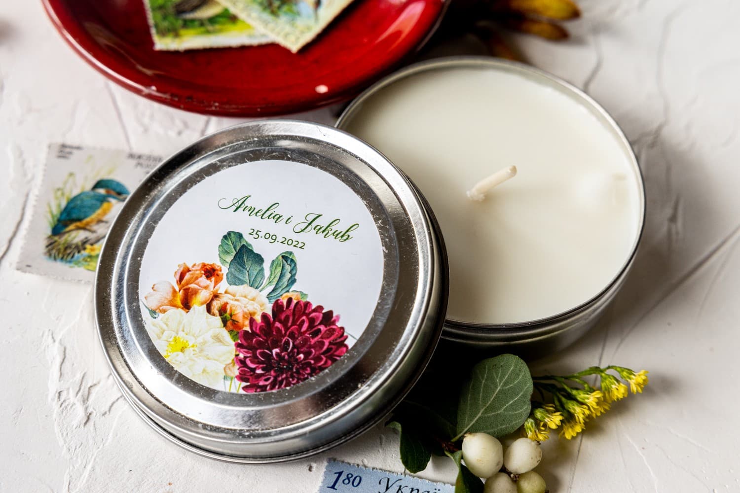 Duftkerzen in der Dose Gastgeschenke | Elegante Präsente mit Dahlie | Korani Nr. 13 - 2