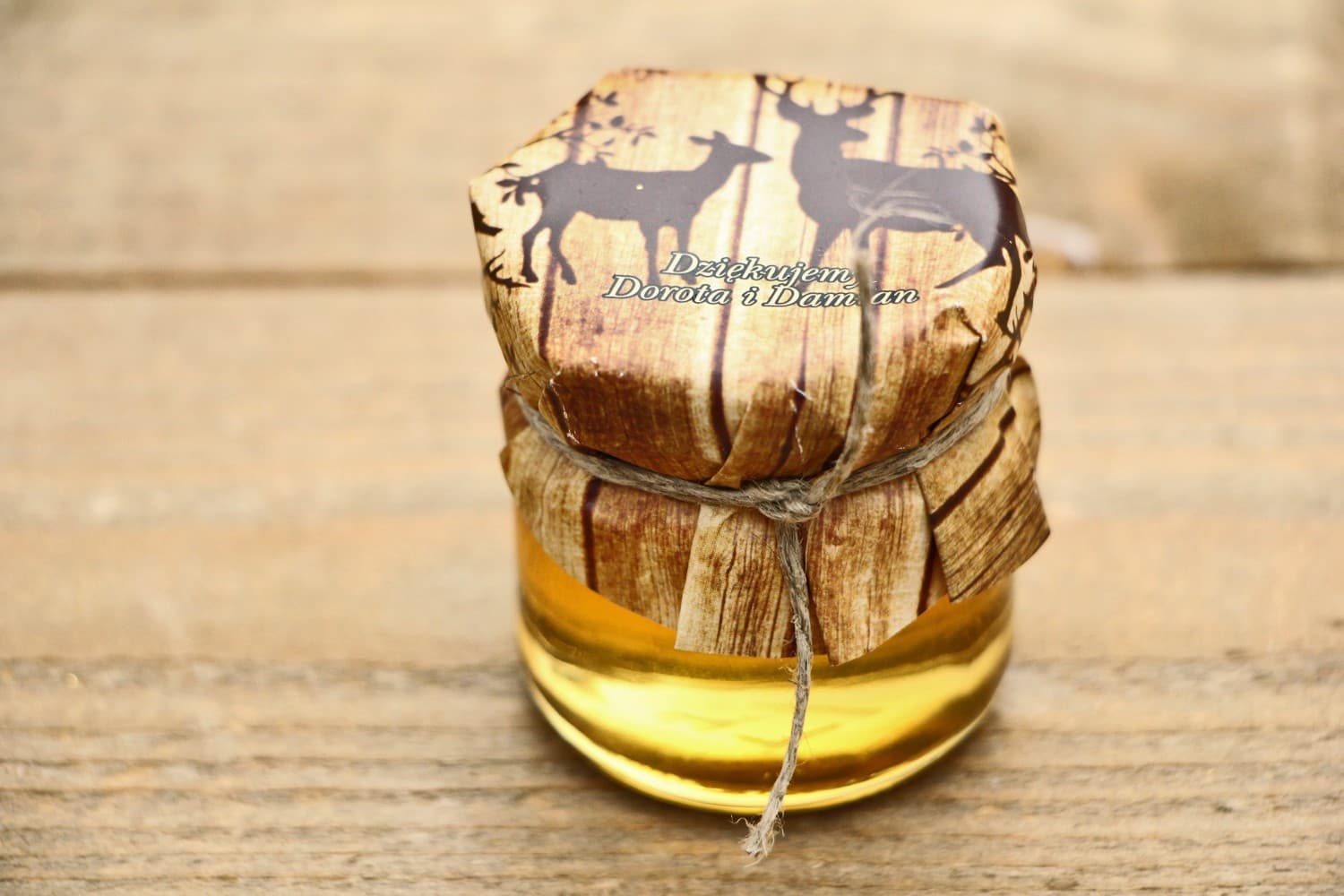 Polish Honey Jar Rustic No. 3 – Natural Wedding Favour with Deer Motif