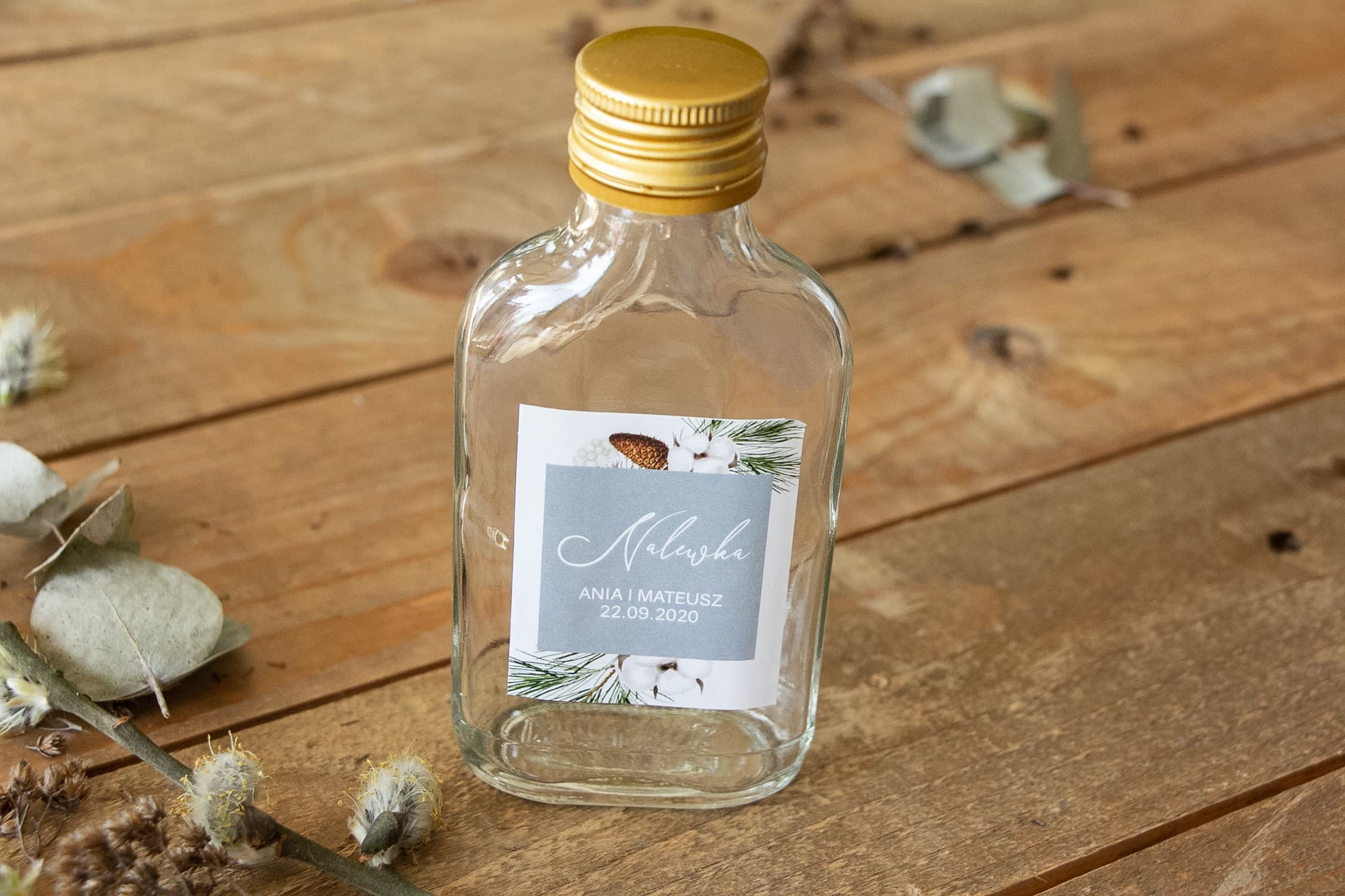 Rustic Mini Liqueur Bottles Wedding Favours Winter Twig Korani No. 8 - 2