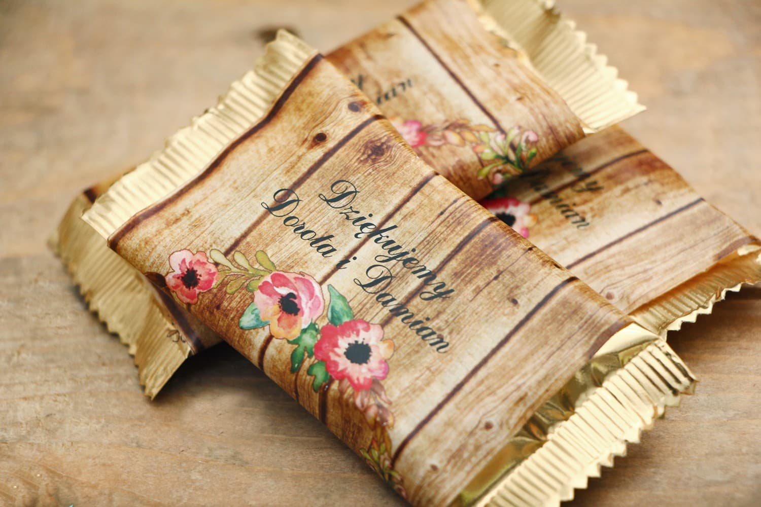 Pink Eustoma Wedding Chocolates | Rustic Wedding Favours | Rustic No. 2