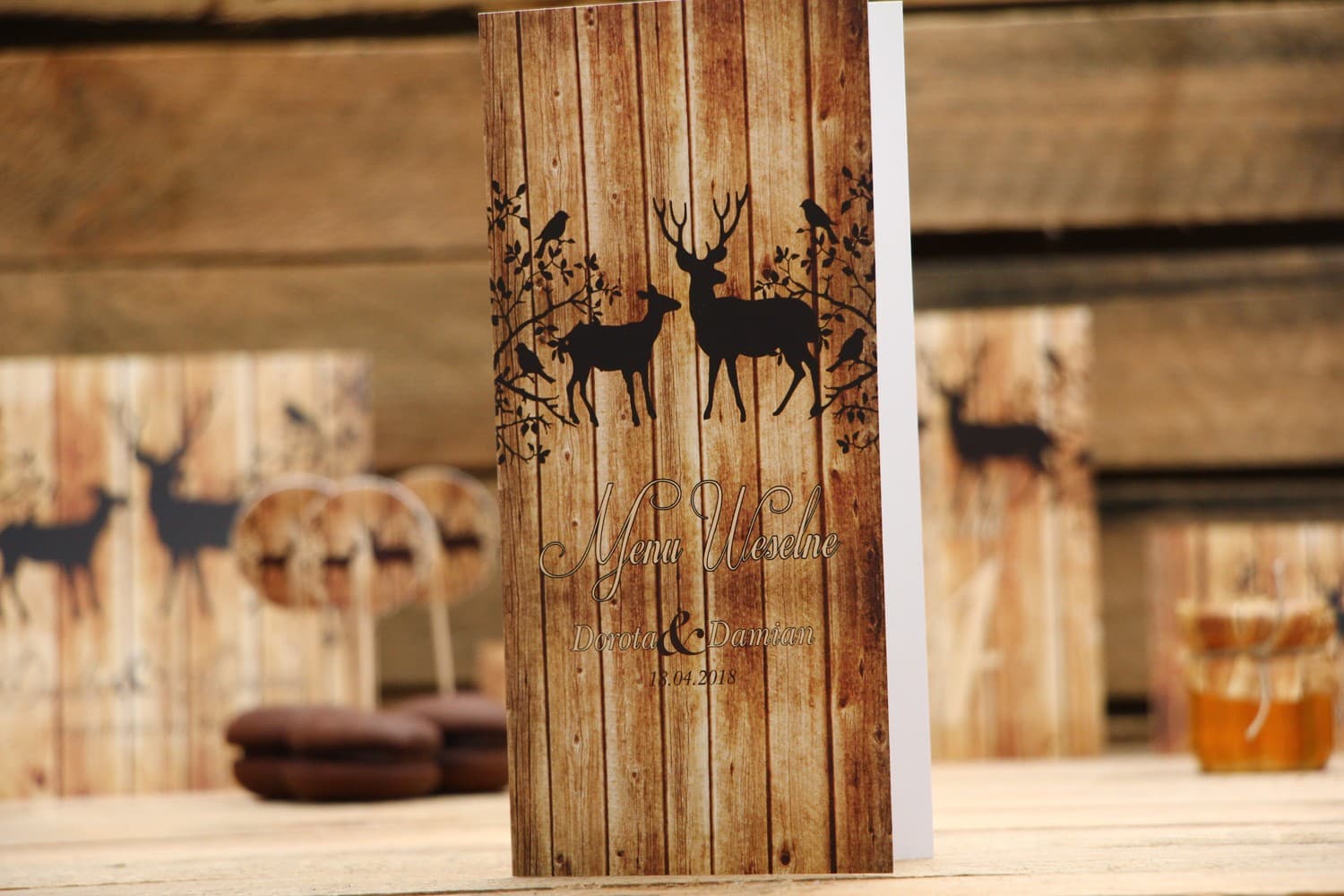 Folded Woodland Deer Wedding Menu | Rustic Wedding Menu Cards | Rustic No. 3