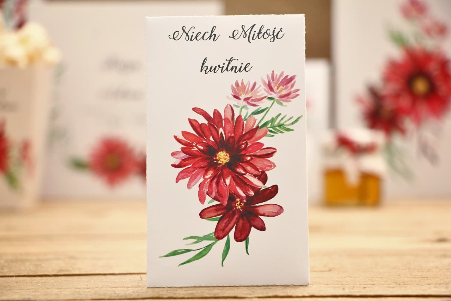 Vergissmeinnicht-Samen mit roter Dahlie | Gastgeschenke zur Hochzeit, Eko-Präsente | Kollektion Amelia Kalia Nr. 5
