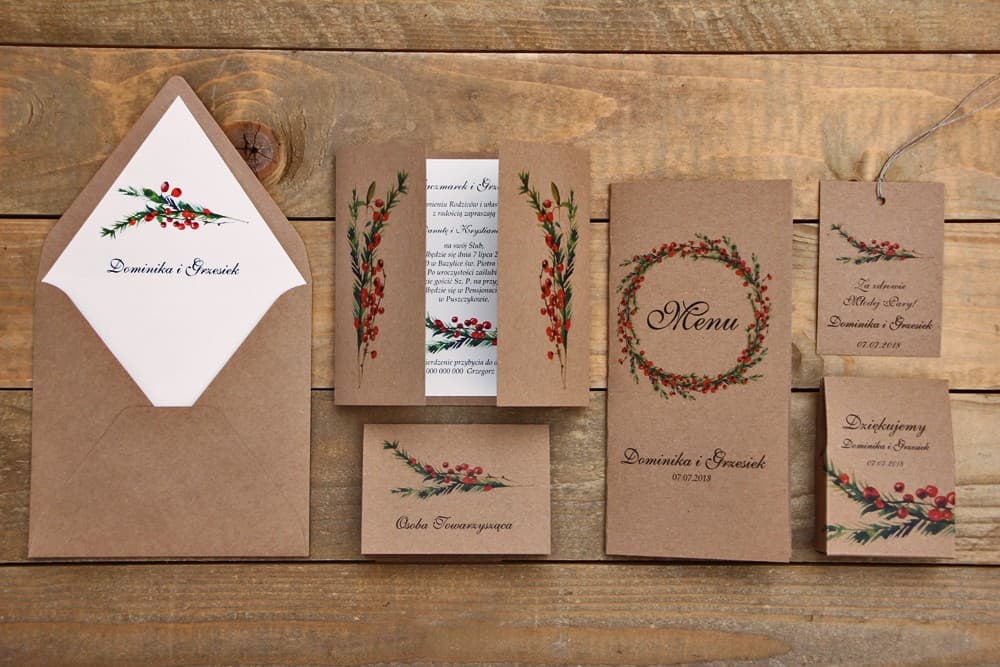 Woodland Theme Wedding Stationery Sample Pack, Rowan Berry | Rustic Wedding Invitation Samples | Forest Fruits No. 8
