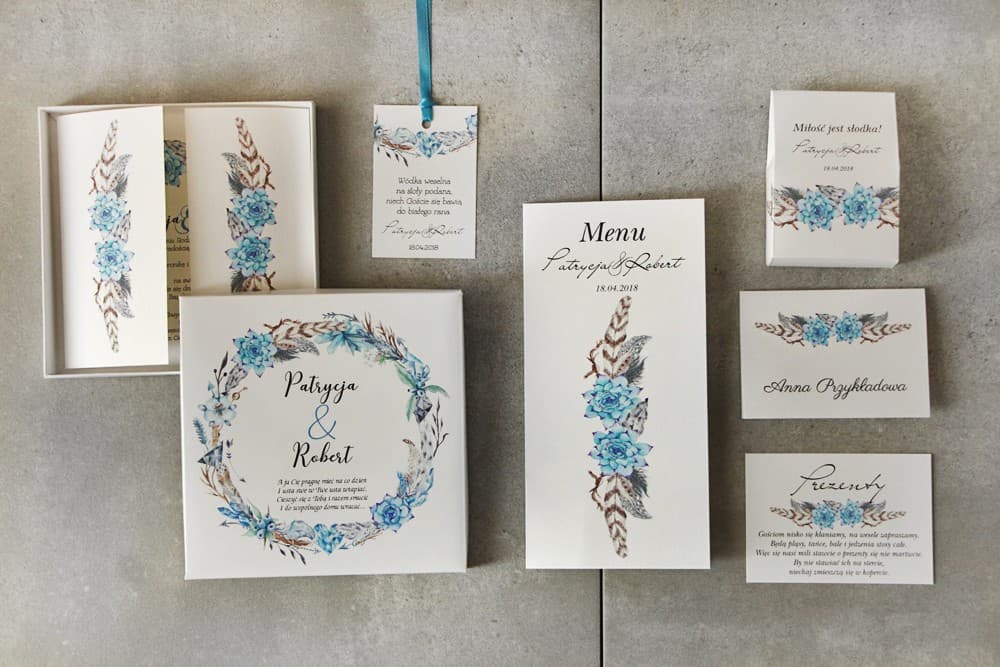 Wedding Stationery Sample Set: Invitation, Place Card, Menu | Boho Wedding Invitation Samples | Sage Green No. 21