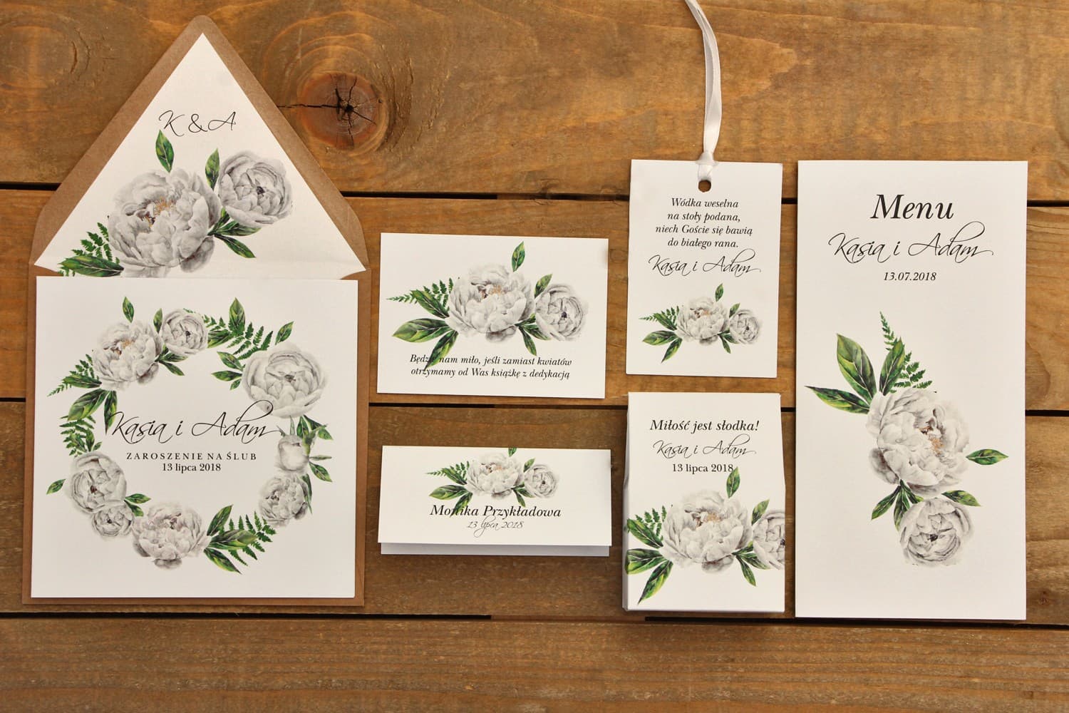 Botanical Wedding Invitation Samples with Peonies | Stationery Set | Kalia No. 8