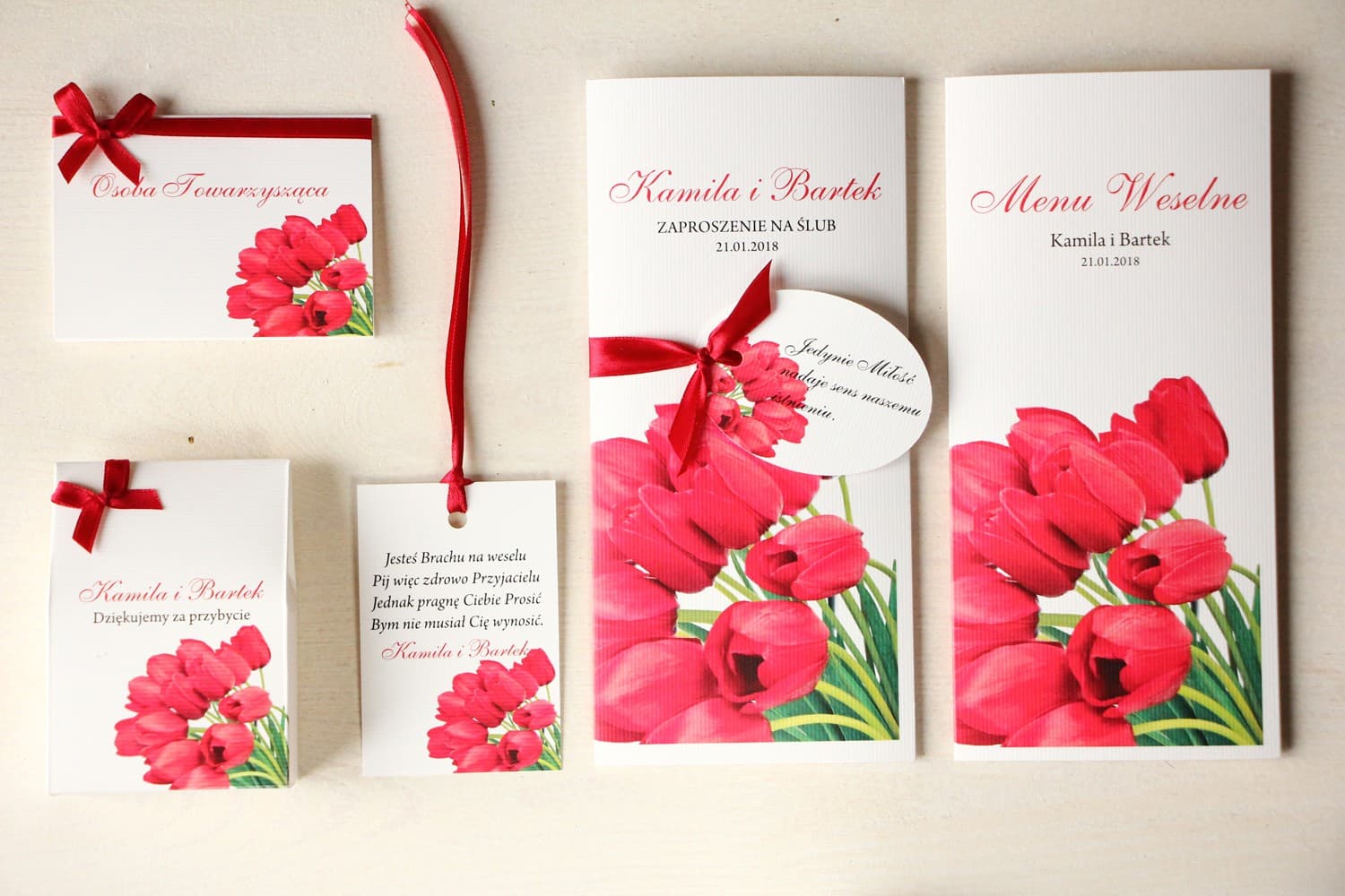Red Tulip Wedding Invitation Samples | Wedding Stationery Sample Pack | Magnet No. 4