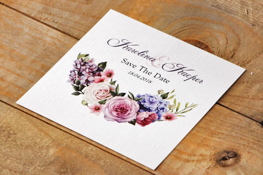 Save the Date Floral, Rosas Pasteles y Lila | Elegante Aviso de Boda | Acuarela nº 17
