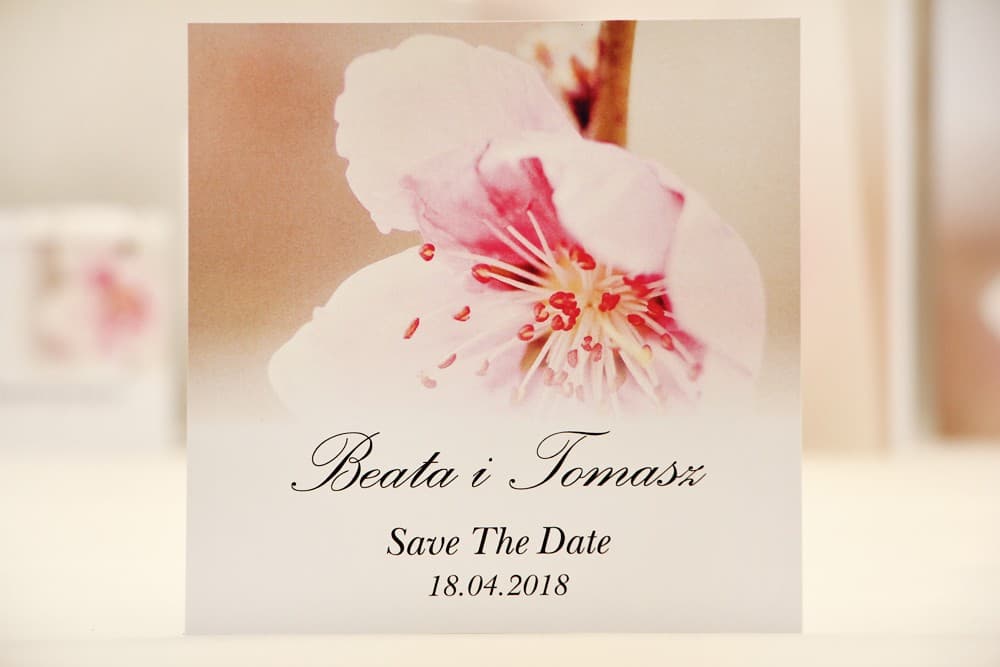 Elegantes Save the Date con Flor de Cerezo Rosa, Personalizado | Anuncio de Boda, Tarjetas Save The Date | Elegant n.º 12
