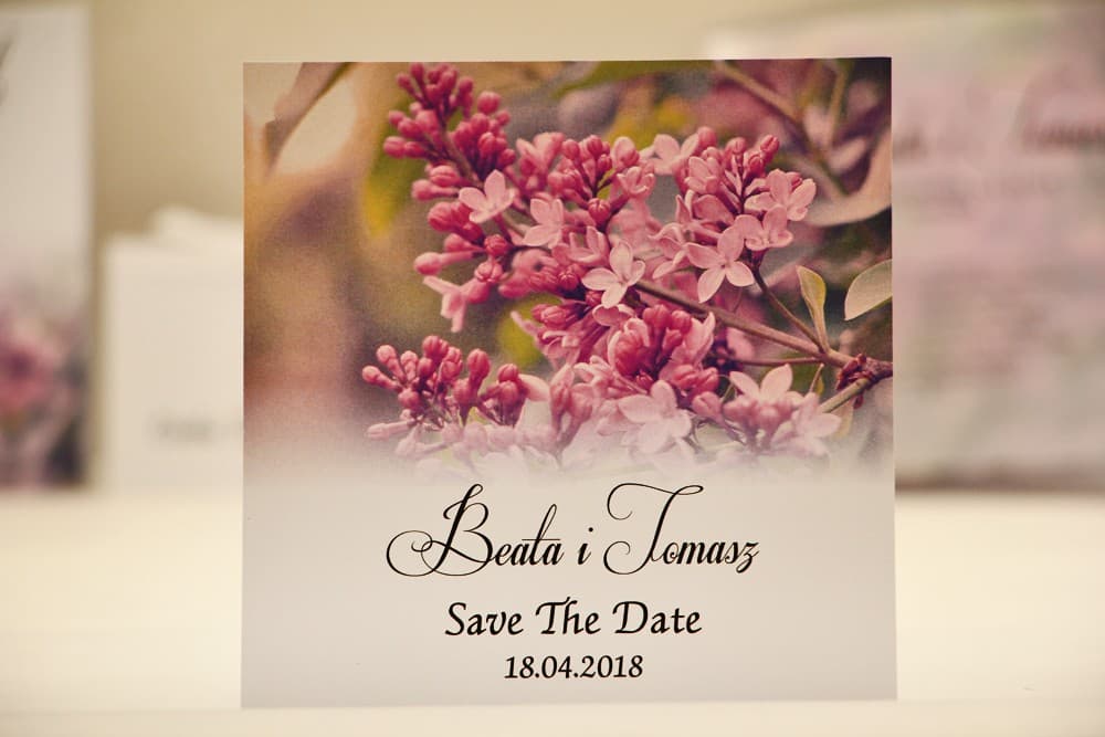 Spring Save The Date with Purple Lilac | Elegant Floral Wedding Announcement | Elegant No. 11