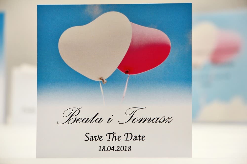 Romantyczne Zawiadomienie o Ślubie z Balonami | Save The Date, Zarezerwuj Datę | Elegant nr 18