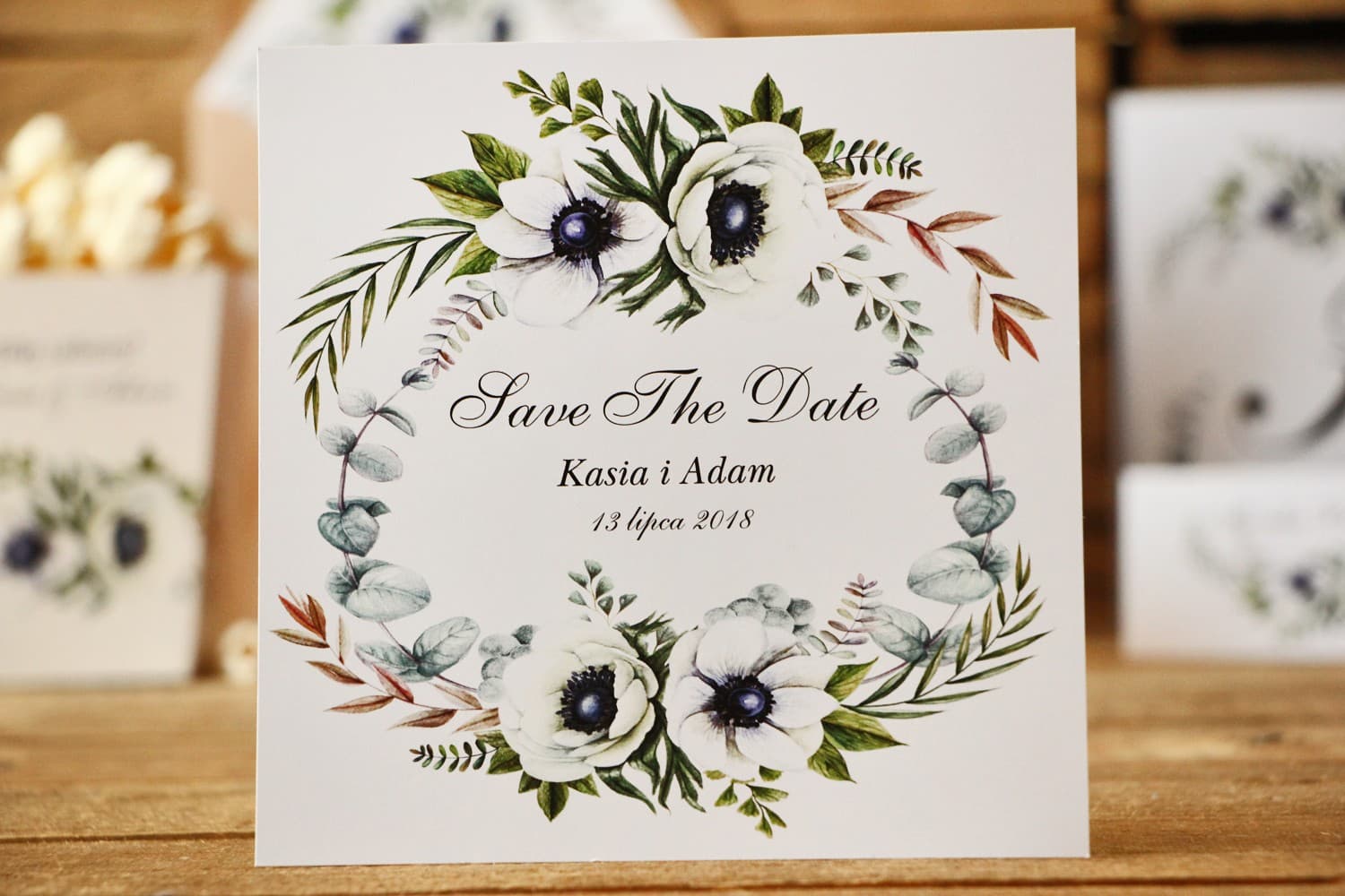 Elegant Save The Date with Anemones | Floral Wedding Announcements | Kalia Design 3