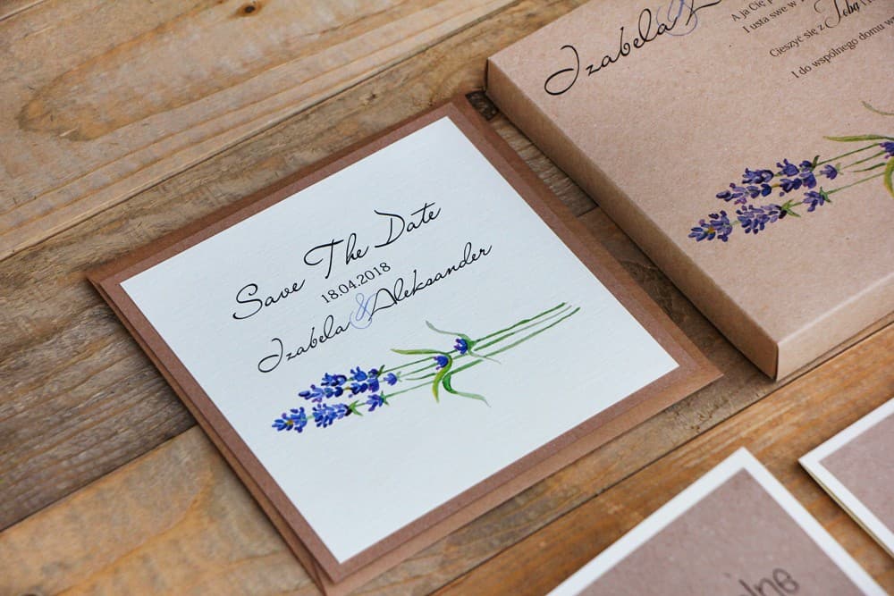 Save The Date con Lavanda ad Acquerello, Ecologico e Rustico | Annunci di Matrimonio, Carte Save The Date | Margaret n. 1