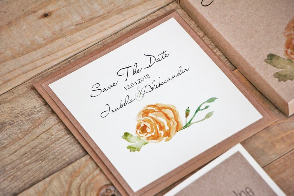 Save The Date Acquerello Rosa Gialla | Elegante Annuncio Matrimonio Botanico | Margaret n. 3