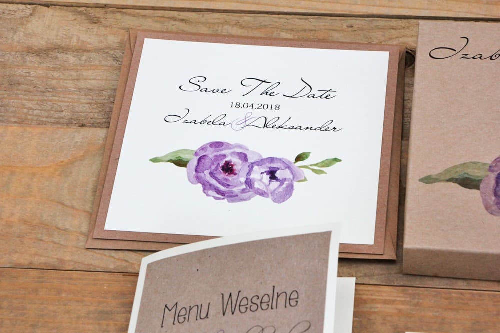 Save the Date Acquerello Rose Viola, Annuncio di Matrimonio Eco | Cartoline Personalizzate Prenota la Data | Margaret n. 4