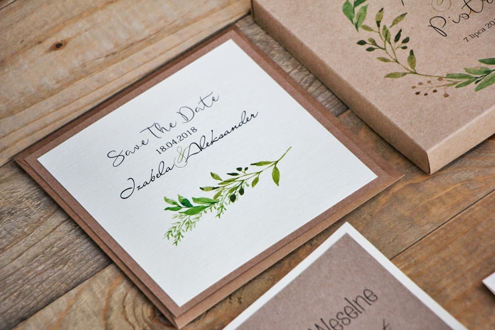 Save the Date Botanico con Ramoscelli Acquerello, Ecologico | Annunci di Matrimonio "Prenota la Data" | Margaret n. 7