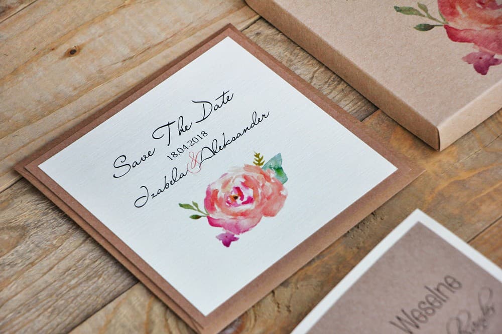 Save The Date con Rosa en Papel Eco | Aviso de Fecha de Boda, Reserva la Fecha | Margaret n.º 6