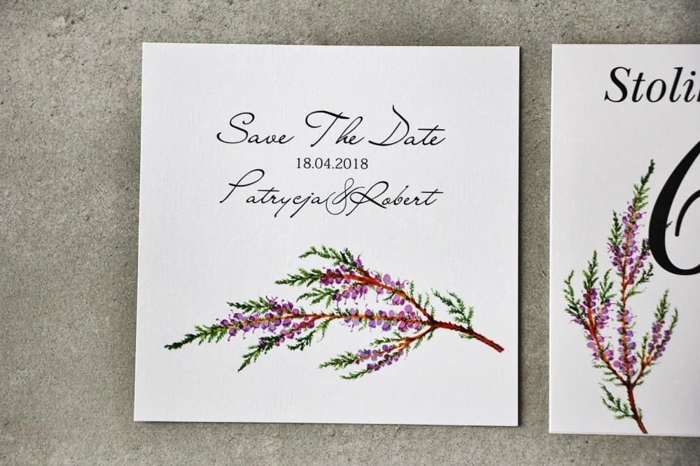 Save the Date Watercolour Heather | Delicate Purple Floral Wedding Announcement | Pistachio No. 22