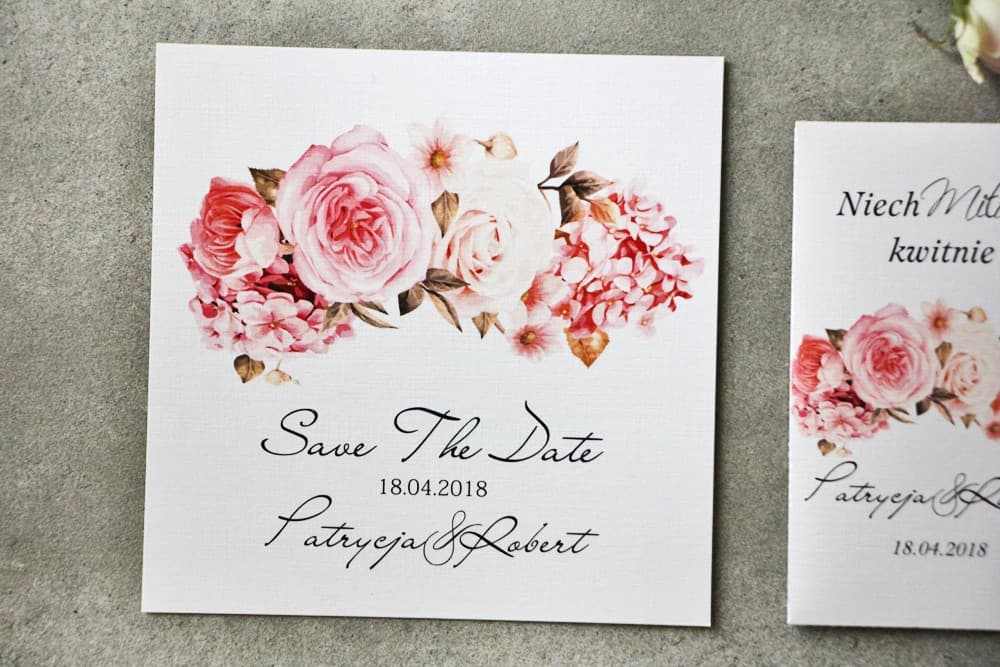 Floral Wedding Invitation with Rose and Hydrangea | Elegant Sage Green Save The Date | Pistacjowe No. 23