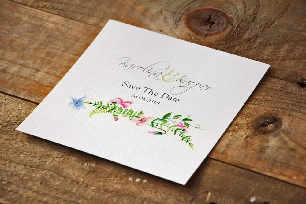 Save the Date Watercolor Violets | Delicate Wedding Announcement Cards | Watercolors No. 4