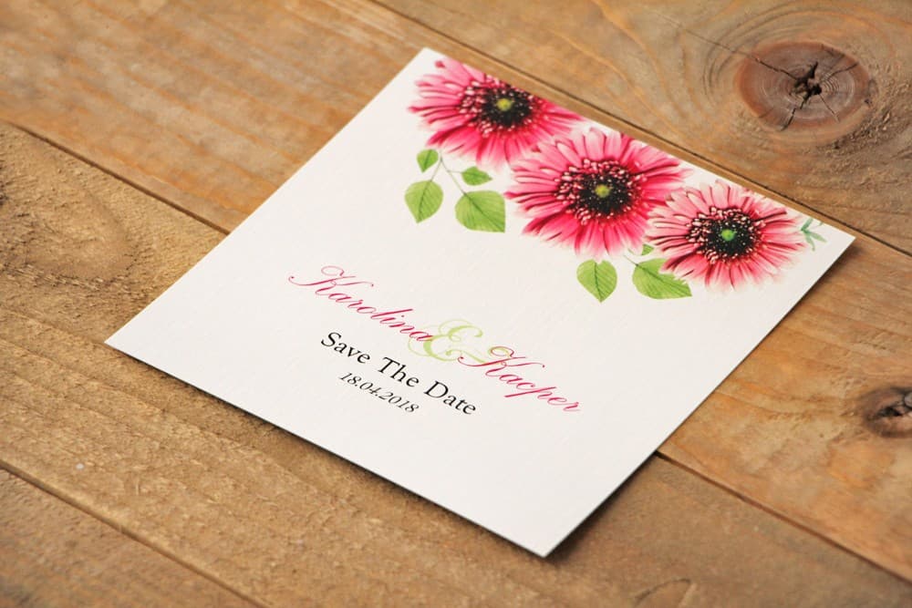Watercolour Save the Date Pink Gerberas, Floral Wedding Announcement | Save The Date Cards | Watercolours No. 20