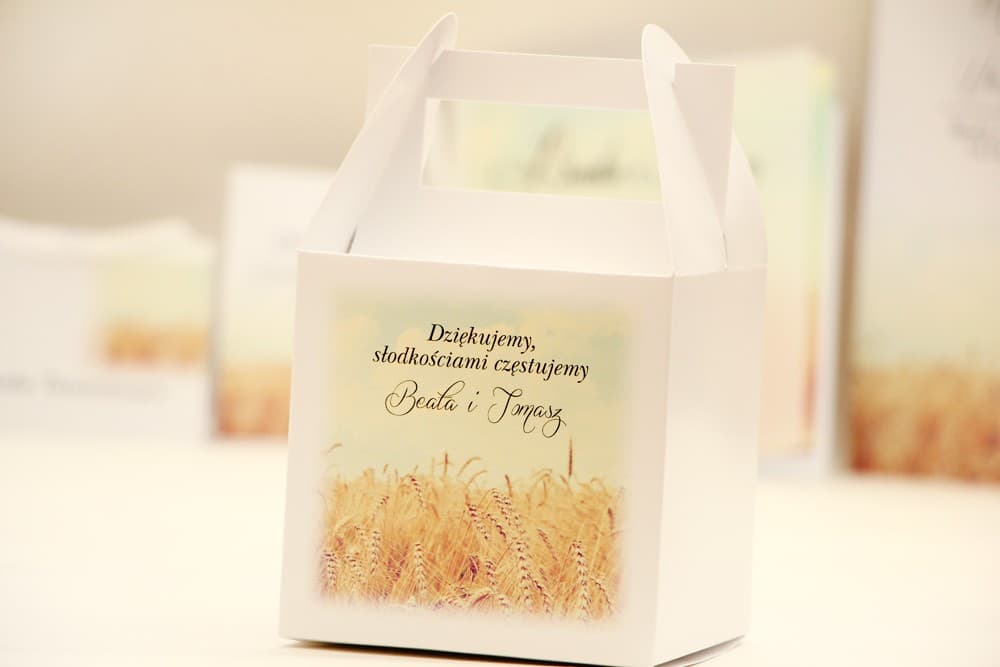 Scatole Torta Matrimonio con Motivo Campo Grano | Confezioni Personalizzate Bomboniere Ospiti | Elegant n. 25