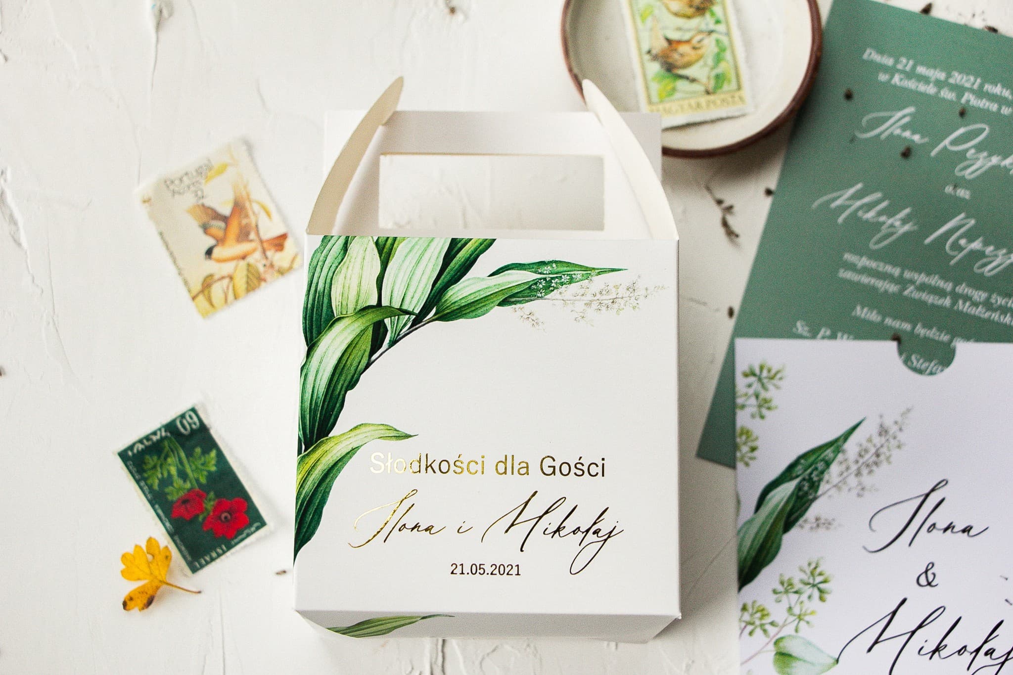 Scatole Botaniche per Torta Nuziale con Doratura | Ringraziamenti Personalizzati per gli Ospiti | Serenity nr 1