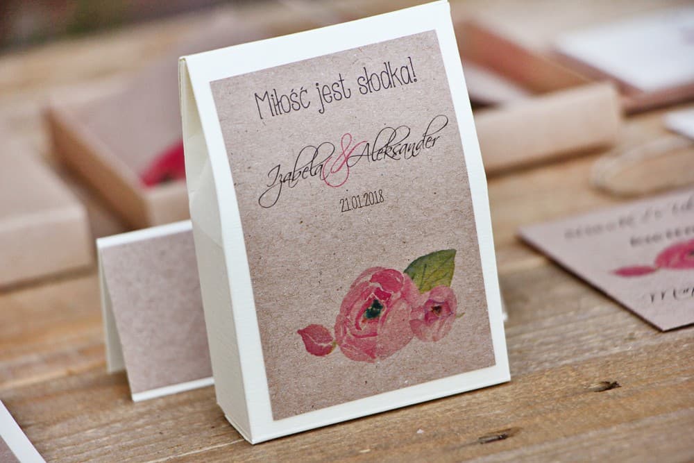 Scatoline con Dolci e Peonia Acquerello Personalizzate | Eleganti Bomboniere Matrimonio | Margaret n. 2