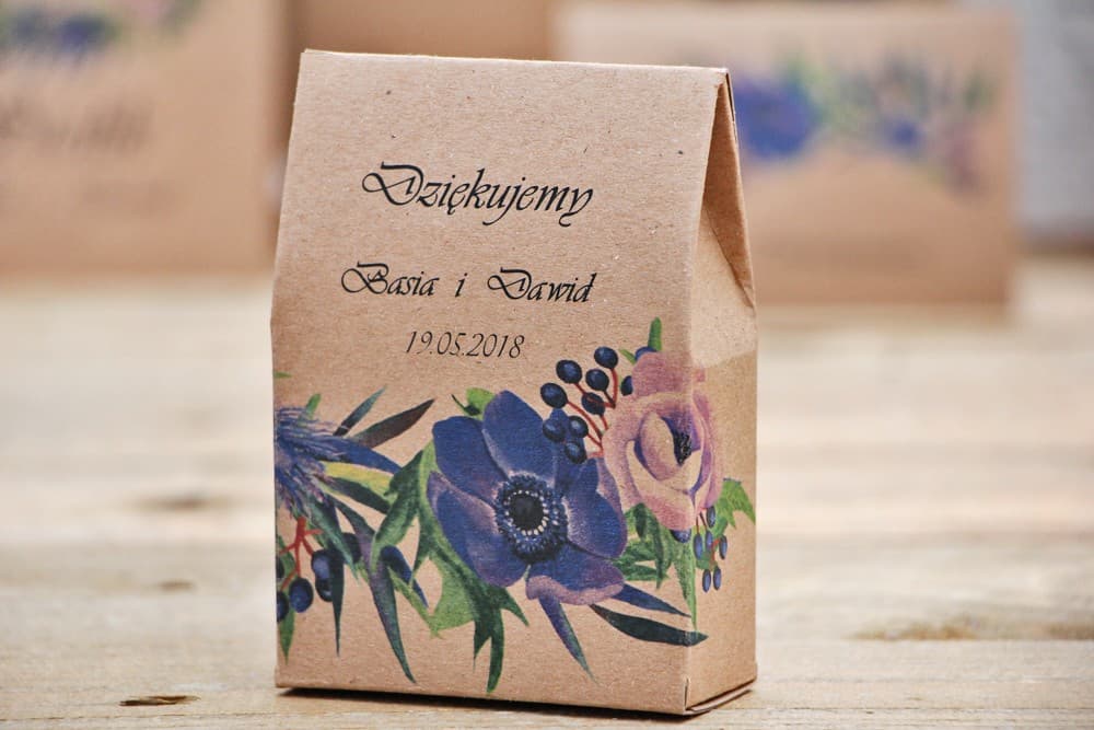 Scatolina con Caramelle Motivo Boscoso Corniola e Anemoni | Ringraziamenti per gli Ospiti Nuziali, Regali | Frutta del Bosco n. 4